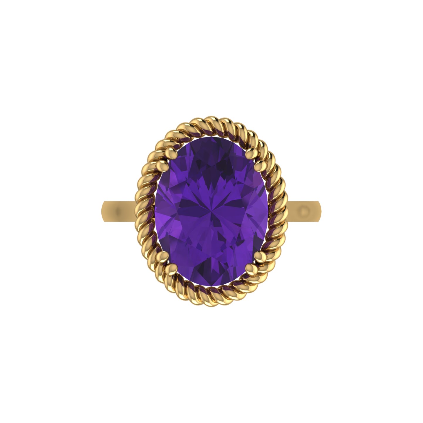 Amethyst Unique Rope Rounded Ring