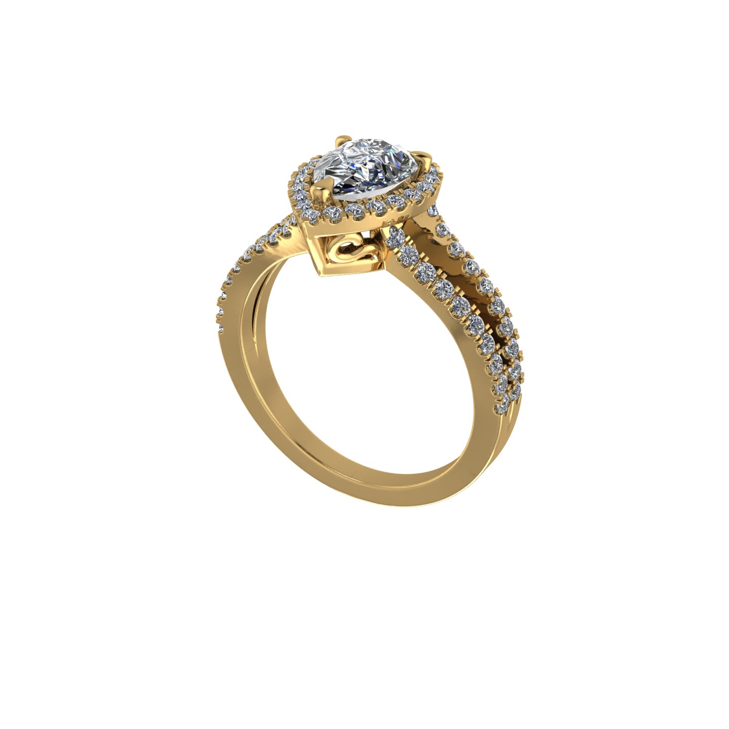 Pear Shape Halo Engagement Ring
