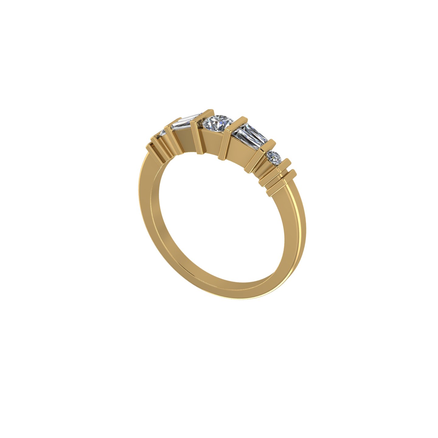 Baguette And Round Diamond Wedding Band
