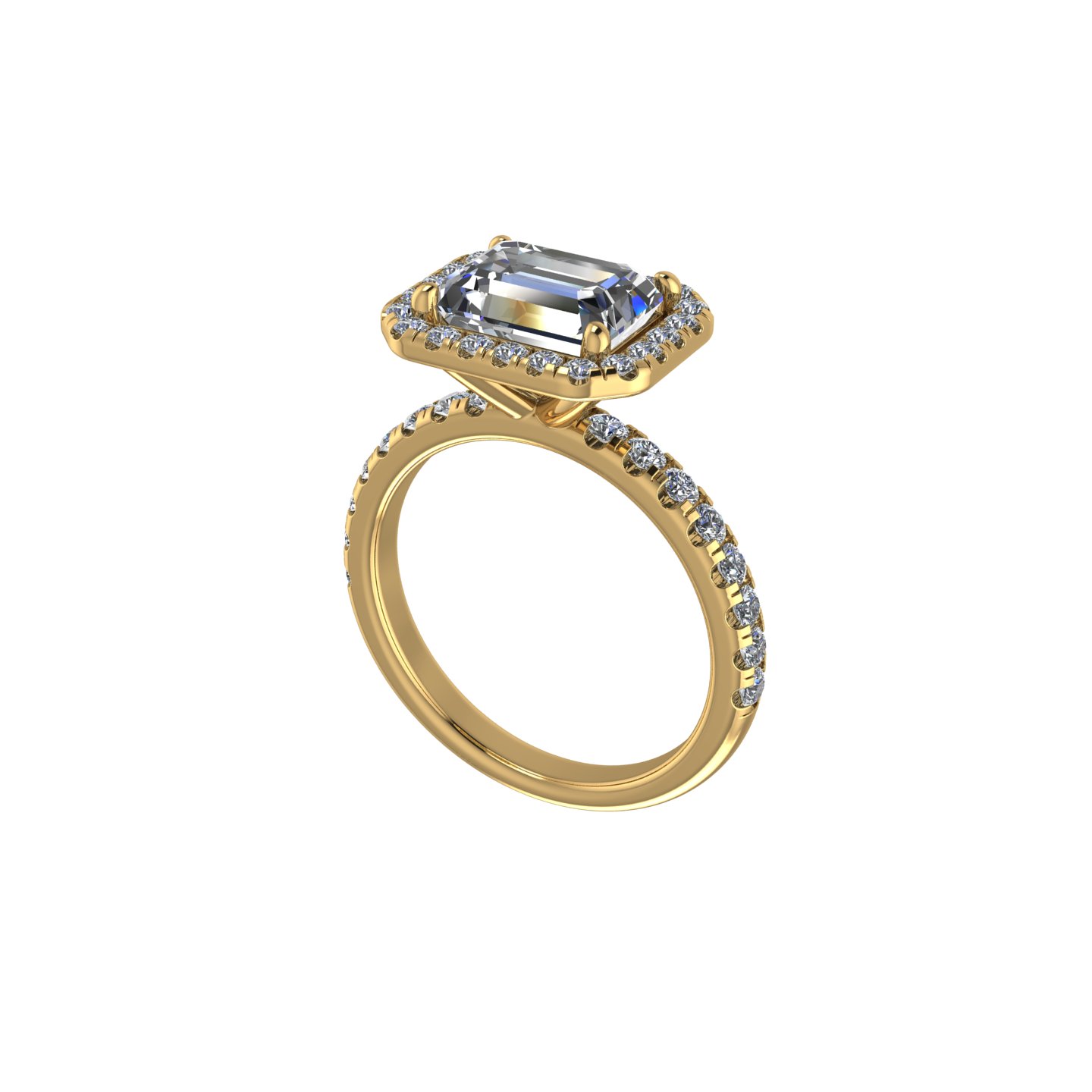 Elegant Halo Emerald Cut Diamond Engagement Ring