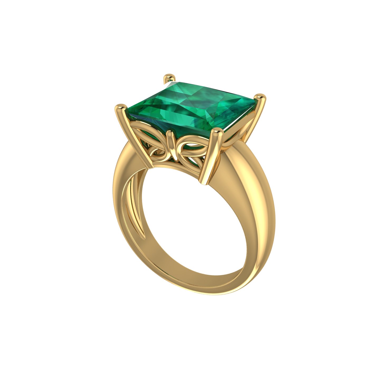 Princess cut Solitaire Emerald Ring